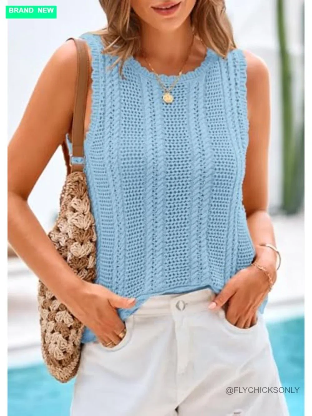 Crochet Sweater Vest Tank Top Cover Up for Beach Vacation Cruise Resort